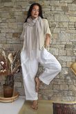 Rustic Nature Linen Blend Barrel Pant White